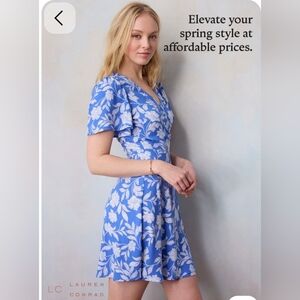 Lauren Conrad Light Blue Floral Wrap Dress Women's Size XXL